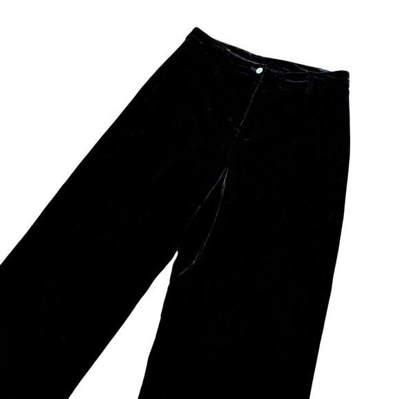 SUNDANCE Wide Leg Velvet Pants in Black Rayon Silk Y2K SZ 8 - Picture 3 of 8